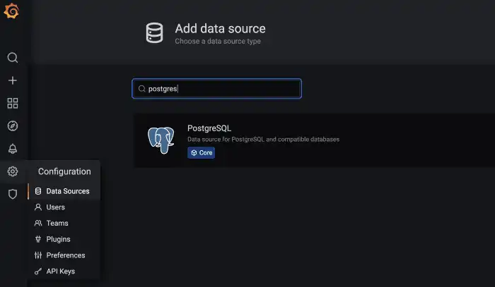 A screenshot of adding QuestDB as a data source in Grafana