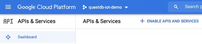 A screenshot of enabling APIs in Google Cloud Platform