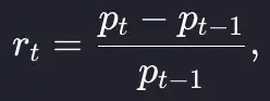 An equation showing the return over a period