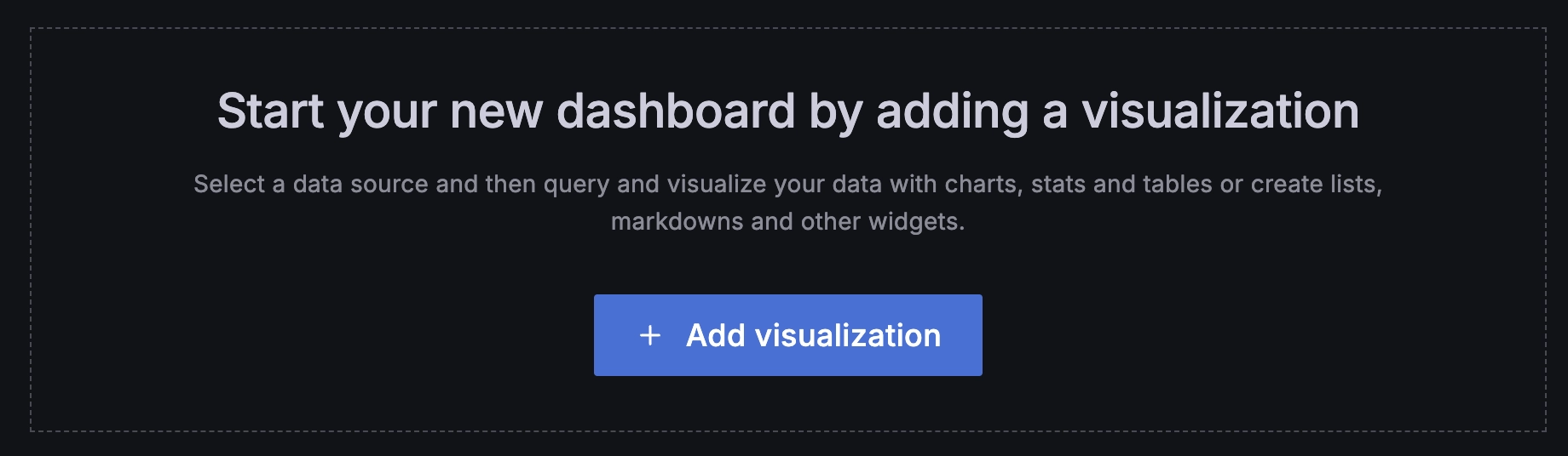 Screenshot of a new dashboard with a 'Add new panel' button