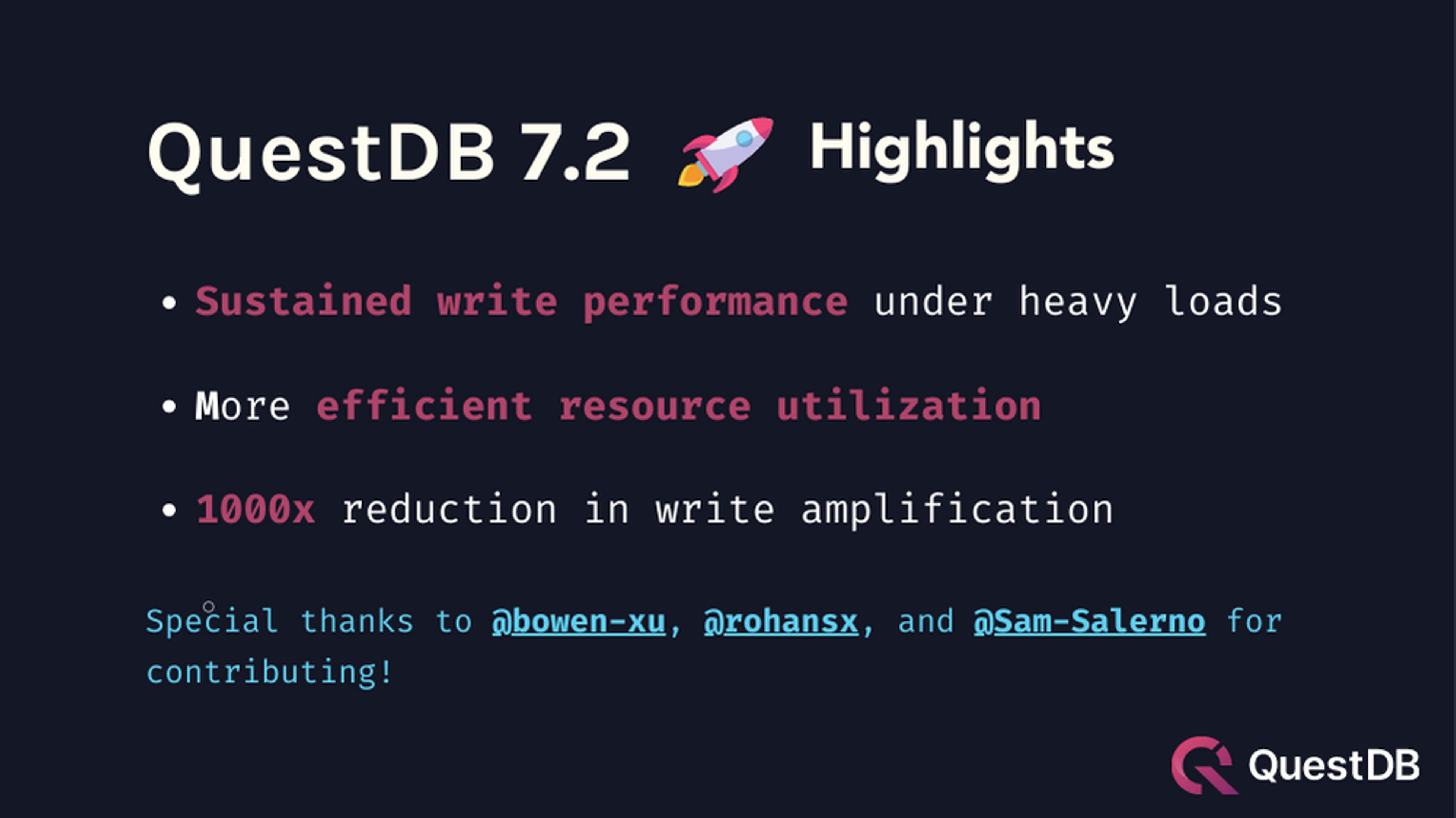 Banner for blog post "QuestDB 7.2 Release"