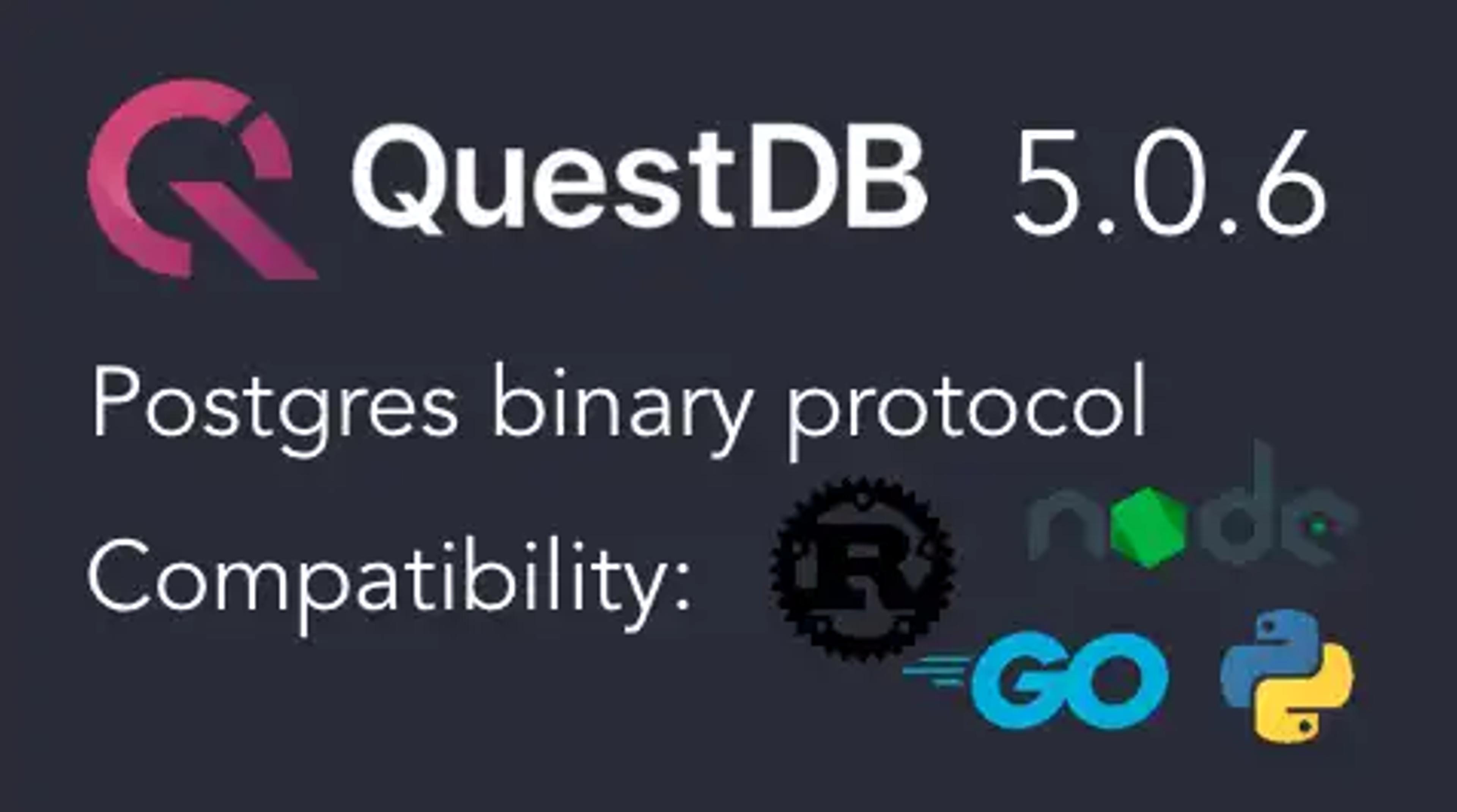 Banner for blog post "QuestDB 5.0.6 Release Highlights, January 2021"