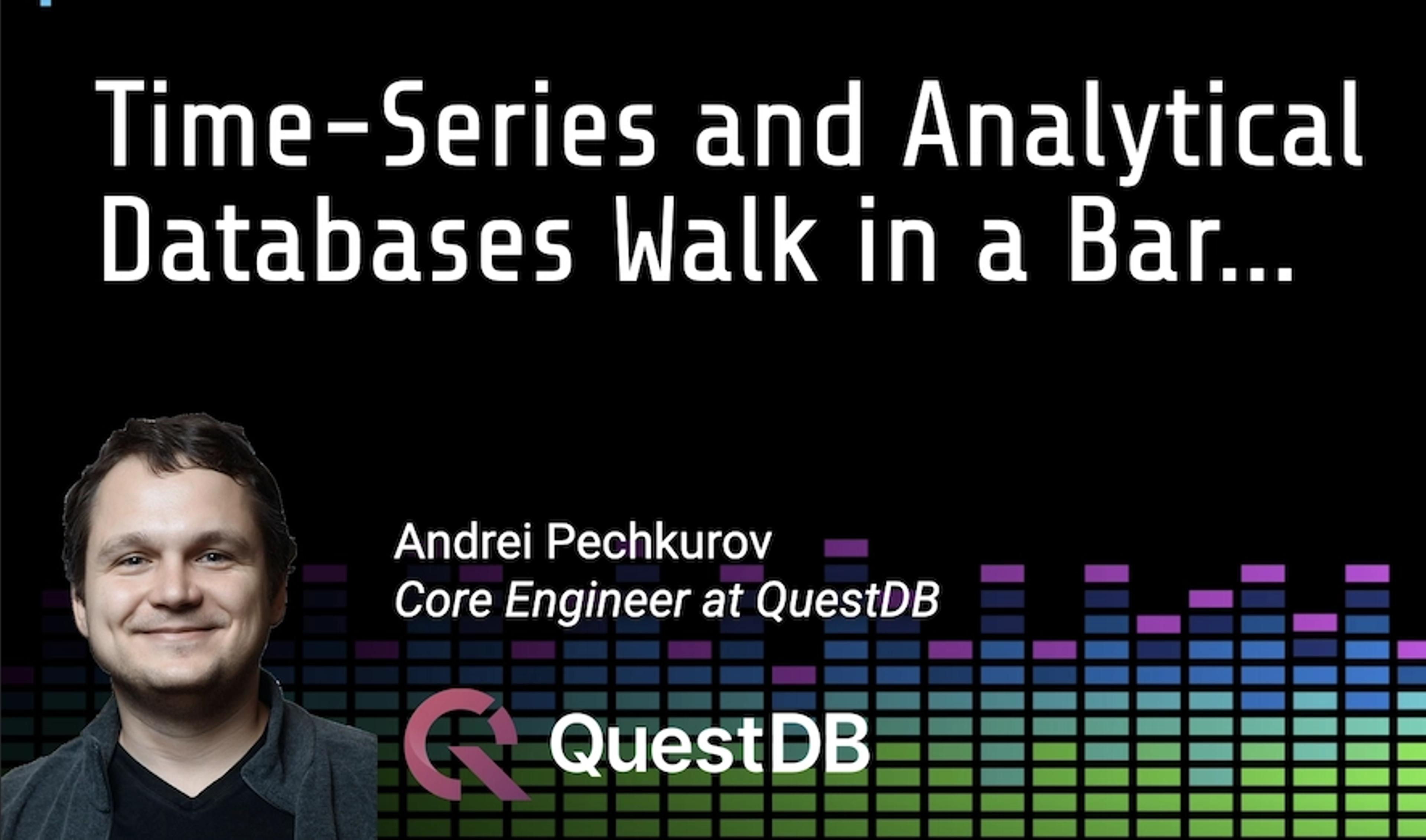 Banner for blog post "Time-series and analytical databases walk into a bar"