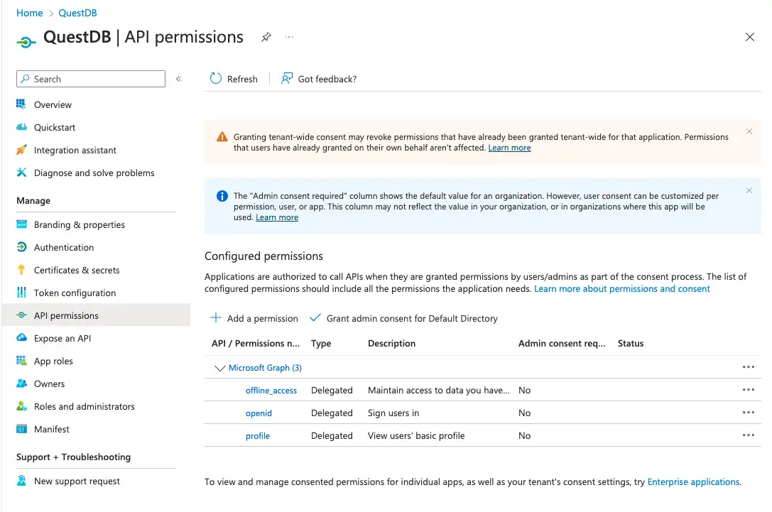 EntraID image, permissions final