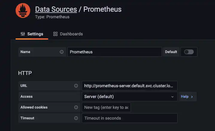 Grafana data source config