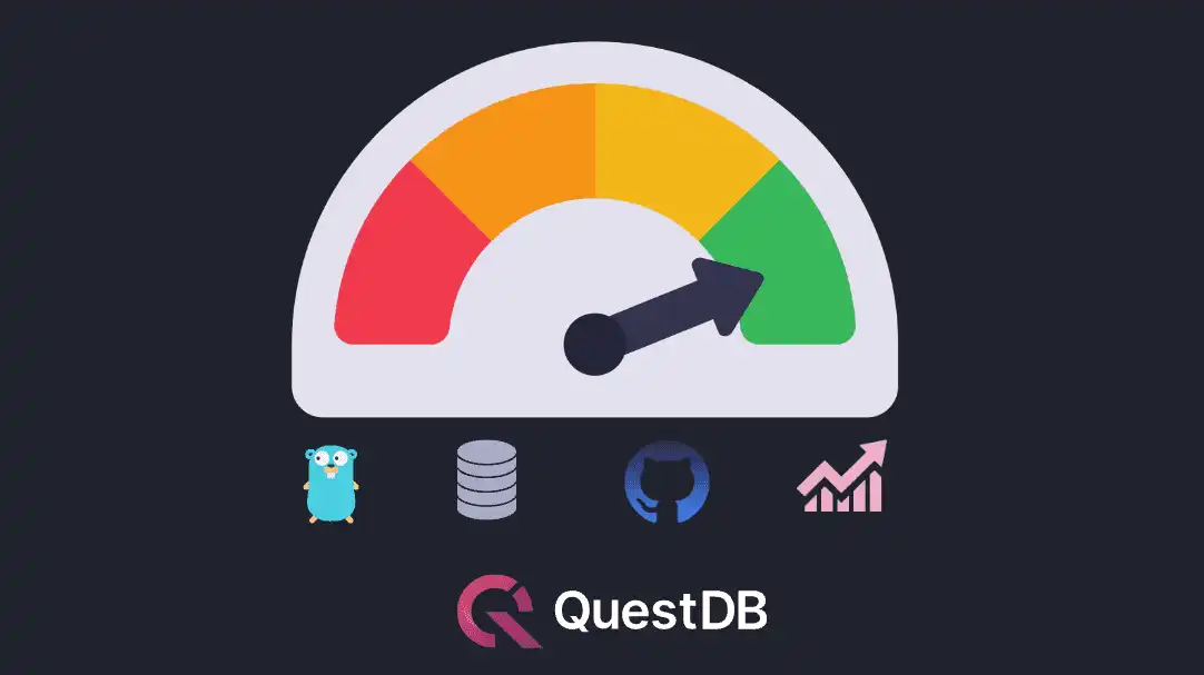 An image of a meter and database with logos of Golang, GitHub, QuestDB