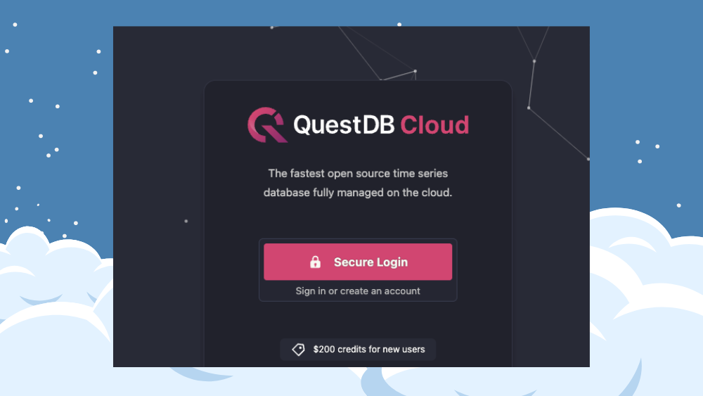QuestDB Cloud welcome page