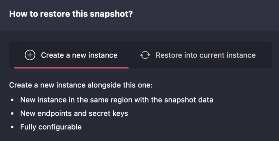 Creating a new instance from our snapshot.